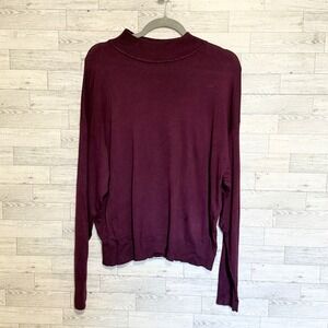 Ann Taylor Factory Women's-Medium Mock Neck Long Sleeve Classic Sweater Burgundy